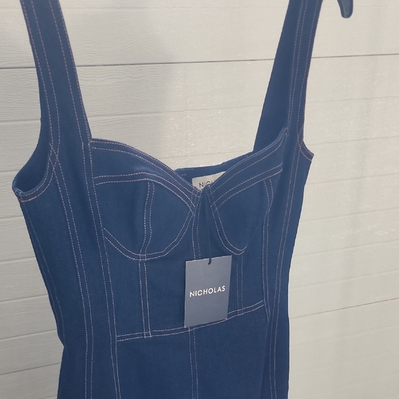 Nicholas Alina Sleeveless Indigo Mini Dress Size 4 With Panels - Picture 5 of 8
